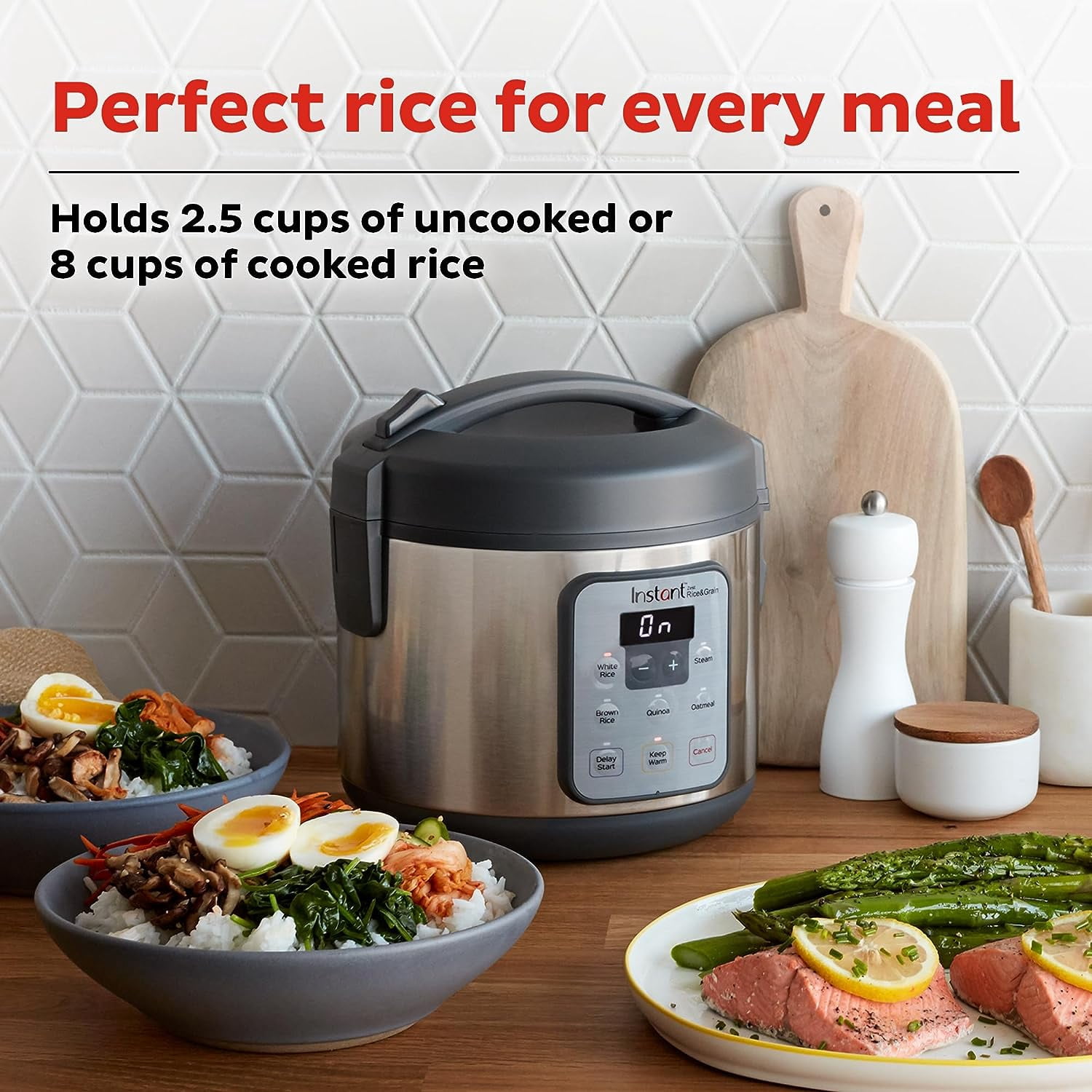 Zest 8 Cup One Touch Rice Cooker, Steamer, Cooks Rice Grains Quinoa Oatmeal No Pressure Cooking