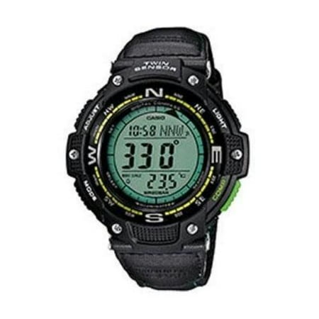 Temp Compass Mens Watch - Casio Men's Twin Sensor Compass Watch, Green Nylon Strap