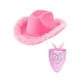 thumbnail image 1 of Sombrero de vaquero con plumas y vaquera de fellaptop, color sólido, Fedora para fiesta, cosplay, para mujer Toalla Cuadrada Rosa, 1 of 6