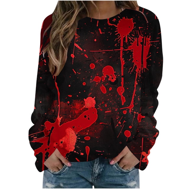 RKSTN Sweat-Shirt pour Femmes Mode Col Rond Manches Longues T-Shirt Imprimé Blouse Hauts Chandail en Molleton, Tenues d'Automne