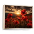thumbnail image 2 of Designart "Red Poppies landscape With Sunset III" Floral Floater Framed Canvas Art Print, 2 of 7