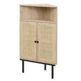 thumbnail image 2 of Brafab 39 Inch 4-Tier Corner Cabinet with Two Handmade Natural Rattan Doors, Freestanding Corner Storage Cabinets, Corner Shelf, Corner Table for Small Spaces, Metal Legs, Natural, 2 of 8