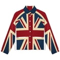 thumbnail image 4 of Jackets for Women Winter Coat Jackets Flannel Stand Collar Jacket(British Flag Print Rug,Size:S-4XL), 4 of 7