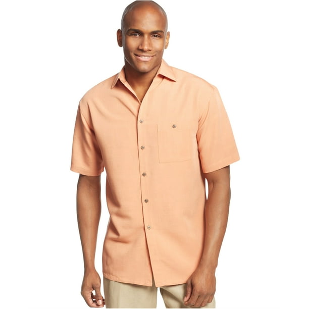 Campia Moda Camisa de microfibra suave al tacto para hombre, naranja, pequeña Campia Moda Botones al frente
