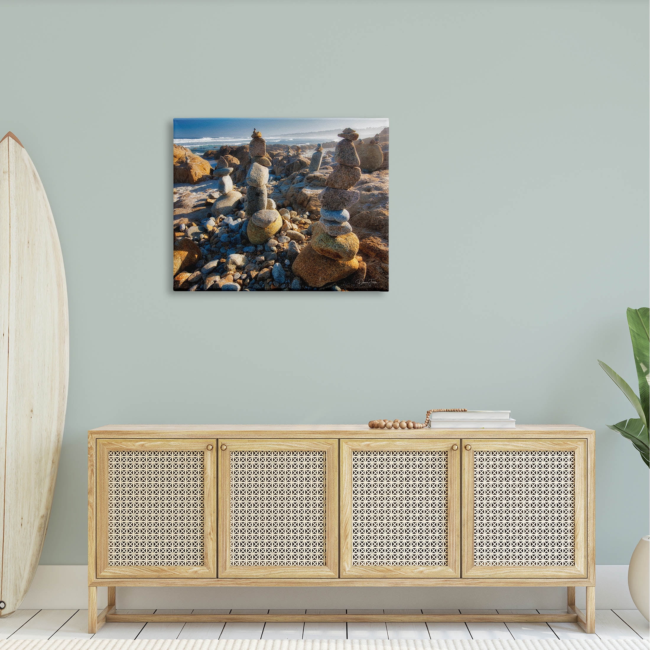 Stacked Pebbles Coastal Rocks Coastal Photograph Gallery Wrapped Canvas Print Wall Art