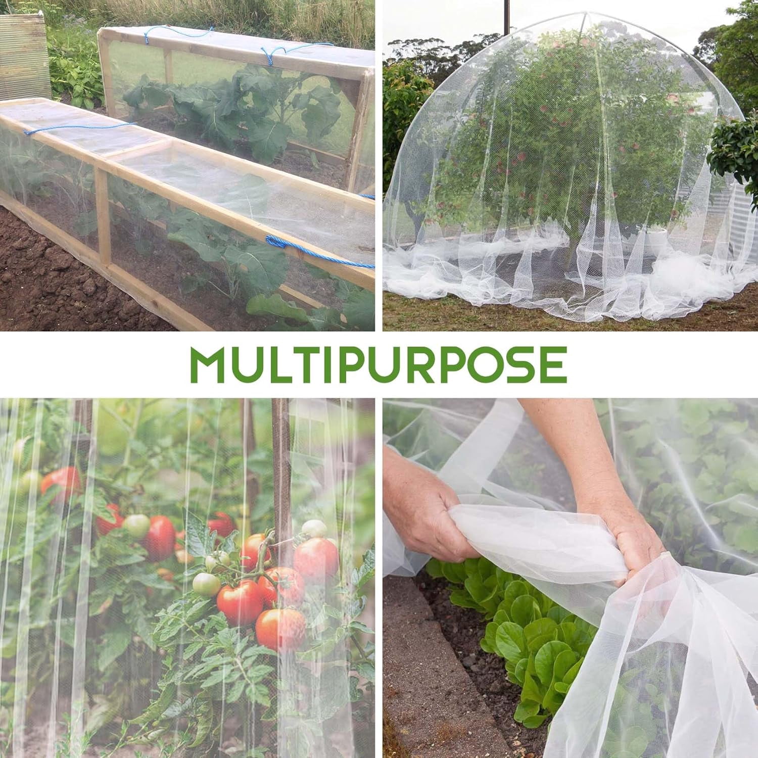 Garden Netting, 10 x 50 Ft Insect Bird Netting for Garden Protection, Ultra Fine Mesh Mosquito Net for Patio Vegetable Plants Fruit Tree, Birds Pests Bugs Plant Covers