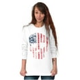 thumbnail image 4 of Cute Distressed American Flag Skull Women's Plus Size Graphic Tee Brisco Brands 2X, 4 of 6