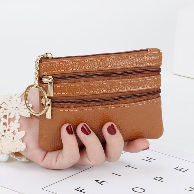 Monedero de mujer, monedero pequeño con textura de cuero, cartera multifunción para licencia de conducir, tarjetero, bolso de cuero suave, bolso con cremallera