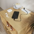 thumbnail image 5 of Rattan Nightstand with Charging Station USB Ports & Power Outlets, Boho Wooden Bedside Table End Table for Living Room and Bedroom, 5 of 5