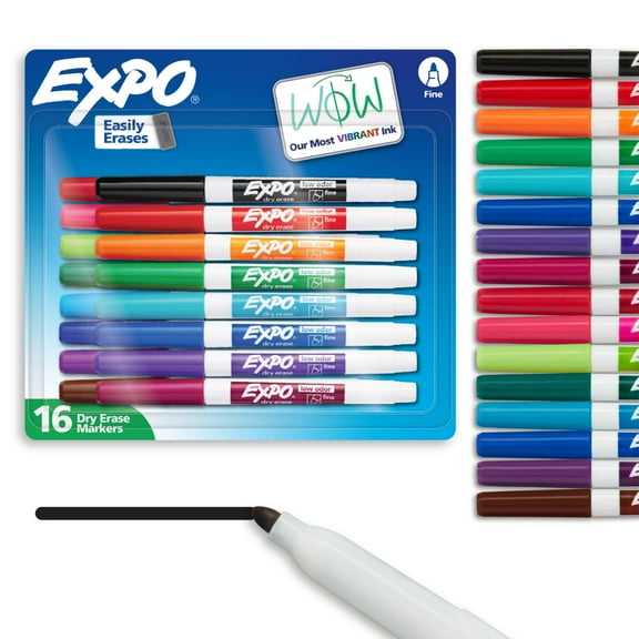 EXPO Dry Erase Markers, Fine Tip, Assorted Colors, 16 Count