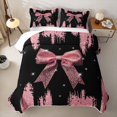 thumbnail image 2 of Meiyoeat Girly Pink Bow Twin Quilt Set for Teens,Sparkle Glitter Print Twin Coverlet Set for Bedroom, 2 of 7