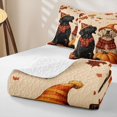 thumbnail image 4 of Homewish Retro Labrador Dog Quilt King,Halloween Pumpkins King Coverlet Set,Beige,Autumn Leaves Decor,3pcs, 4 of 7