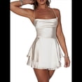 thumbnail image 1 of Mono Elegante de Satén para Mujer, de Verano, Sin Mangas, con Espalda Descubierta, Tirantes Finos y . Champán M, 1 of 7