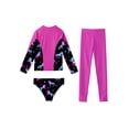 thumbnail image 4 of Mufeng Girls 3Pcs Swimsuit Long Sleeve Rash Guard Swim Jacket+Briefs+Leggings Kids Surfing Bathing Suit Hot Pink 16, 4 of 7