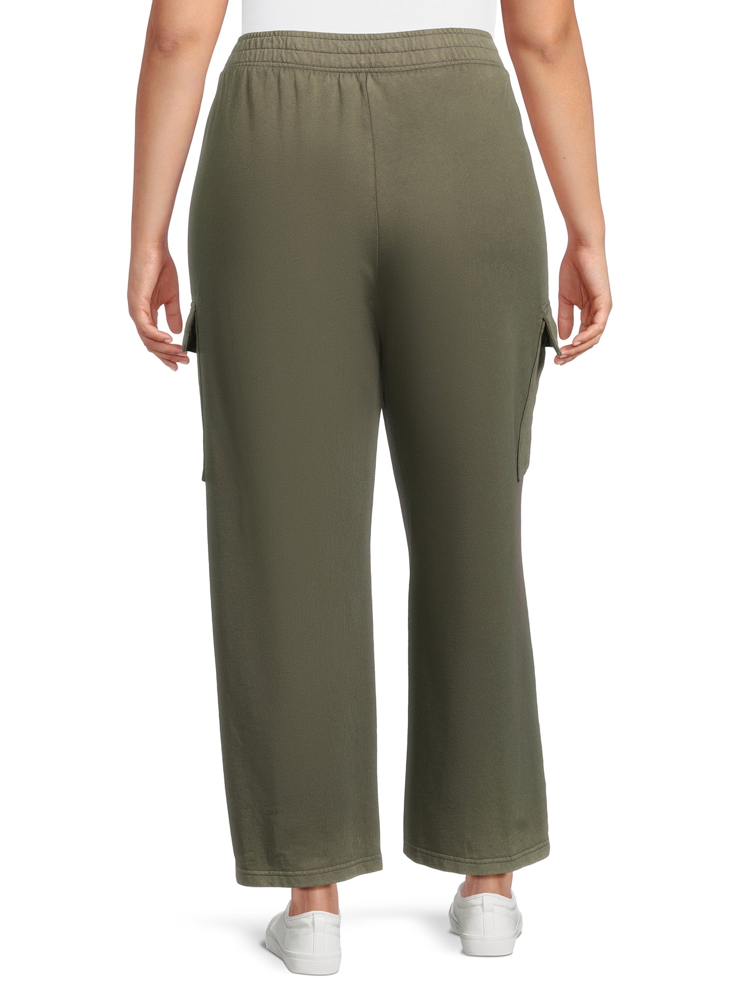 Terra & Sky Women's Plus Size French Terry Cloth Cargo Pants, 28” Inseam