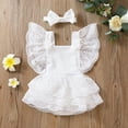 thumbnail image 3 of Douhoow Baby Girl Lace Bodysuit Summer Infant Sweet Style Fly Sleeve Jumpsuits, 3 of 8