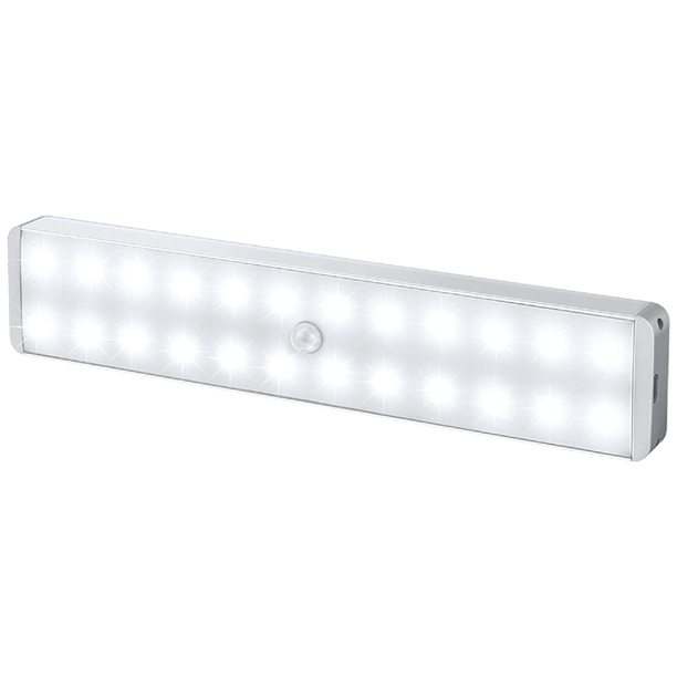 Luz LED para clóset, 24 LED, atenuador más nuevo, sensor de movimiento recargable por USB, iluminación para debajo del gabinete, barra de luz segura nocturna inalámbrica para pegar en cualquier lugar con control remoto para escaleras, armario, cocina, pasillo (3 piezas) Zhivalor CQ470-2