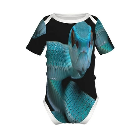 

Lukts Blue Viper Snake1 Print Baby Short Sleeve Romper Onesie for Newborn Baby Boys and Girls-12 Months