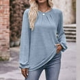 thumbnail image 2 of Annhoo Women's Fall Tops Trendy Pleated Puff Long Sleeve Crewneck Shirts Loose Vacation Lounge Tunics, 2 of 6