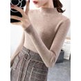 thumbnail image 5 of Ml Automne Hiver Col Montant Chandail Femme Vintage Tricoté Tops Décontracté Coupe Ajustée Chandail Simple, 5 of 5