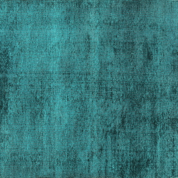 Ahgly Company Indoor Square Oriental Turquoise Blue Industrial Area Rugs, 3' Square