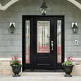 thumbnail image 5 of Fiberglass Front Door 68" x 80" with Two 14" Sidelites ，Traditional Design with Decorative Glass， Black Finish for Home Exterior, 5 of 5