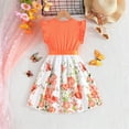 thumbnail image 5 of Fatuov Kids Girls Summer Dress Crew Neck Short Sleeve Midi A-Line Princess Dress for Party Cute Print Play Dress Orange, Sizes 7 Years, 5 of 5