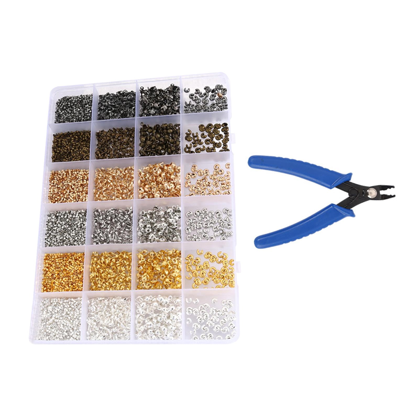 Milageto Bead Crimping Pliers Crimp Beads Kit for Jewelry Making Tube Crimp Beads for DIY 24 Grids
