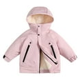 thumbnail image 3 of CPNG Kids Plush Lined Jacket Long Warm Puffer Jacket Winter Windproof Waterproof Parka Snow Coat Boys Warm Thicken Fleece Tops Girls Sherpa Outdoor Tops, 3 of 8