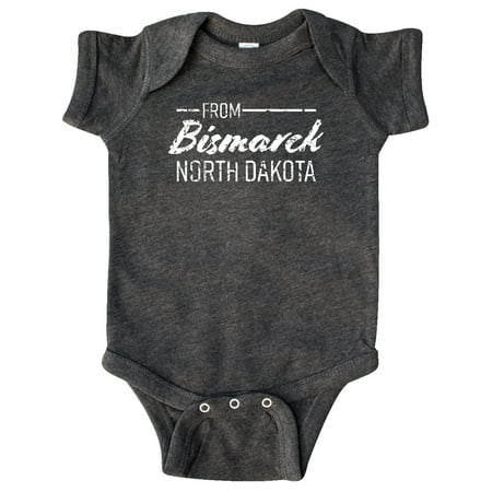 

Inktastic From Bismarck North Dakota in White Distressed Text Gift Baby Boy or Baby Girl Bodysuit