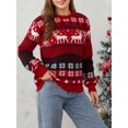 thumbnail image 6 of Elippeo Unisex Christmas Couple Sweater Long Sleeve Round Neck Reindeer Print Knitted Jumpers Matching Christmas Sweaters Knitwear Tops, 6 of 10