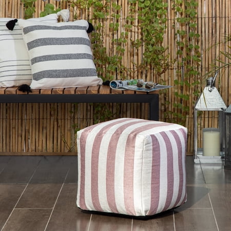 Cape May Rose 18 x 18 x 18 Pink & Ivory Pouf