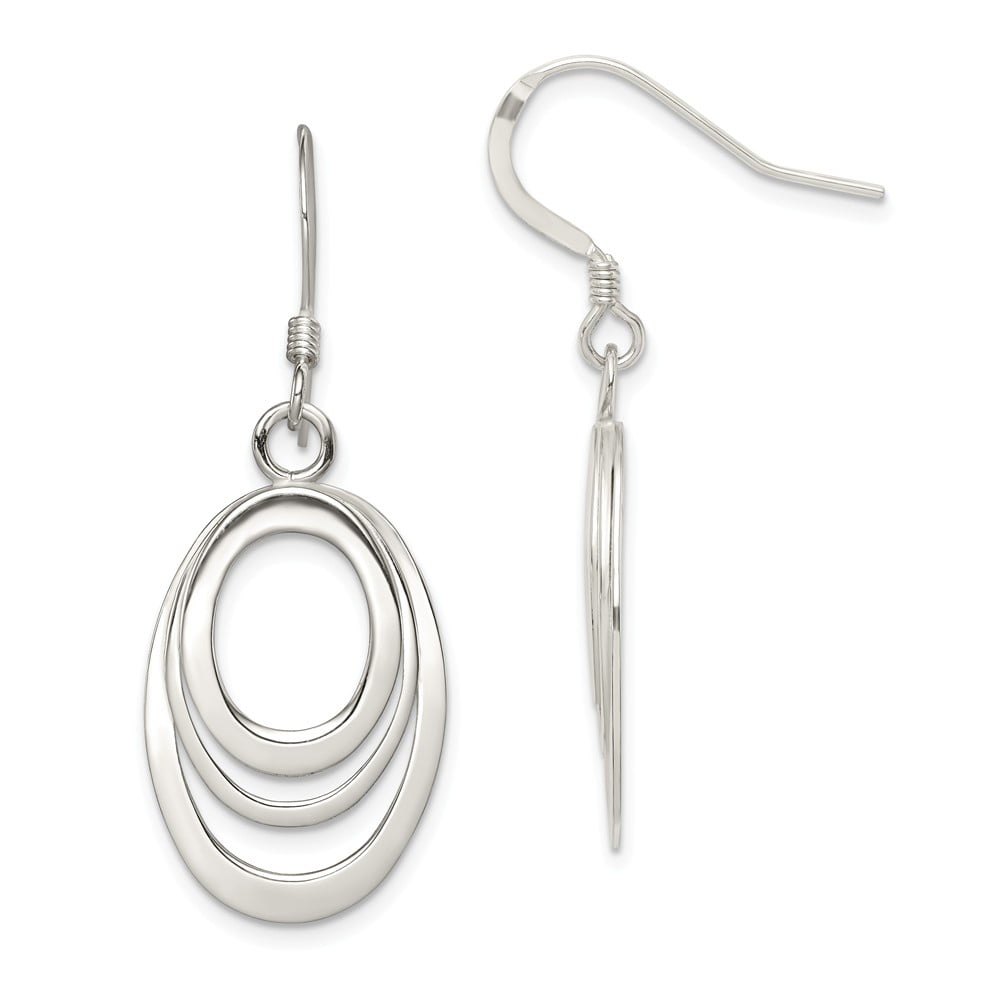 925 Sterling Silver Oval Dangle Earrings