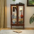 thumbnail image 2 of Miniyam 3 Tier Curio Cabinet Lighted Curio Diapaly Cabinet with Adjustable Shelves and Mirrored Back Panel,Walnut, 2 of 12