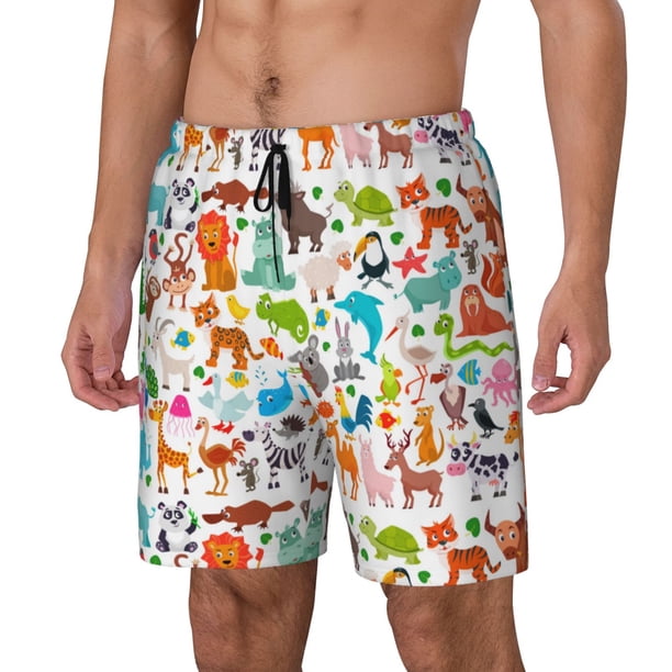 Fotbe Animals Traje de Baño para Hombre – Shorts de Natación de Secado Rápido con Forro y Bolsillos-Large