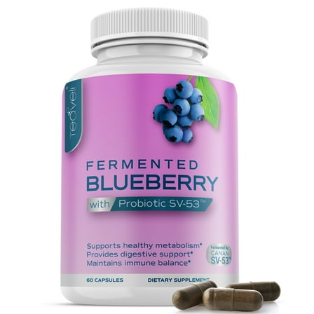 Probiotic Blueberry Supplement with Wild Blueberries– 1000 mg/Serving with Powerful Polyphenols & Anthocyanins– 60 Capsules