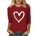 thumbnail image 2 of Vetsdori 3/4 Sleeve Tops for Women Summer Blouses Gifts for Girlfriend Holiday,Plus Size Crew Neck Cute Valentine Juniors Shirts Graphic, 2 of 5