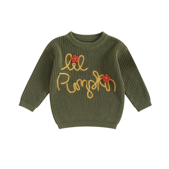Musuos Baby Boys Girls Halloween Sweater 0-3Years Casual Pumpkin/Ghost Embroidery Long Sleeve Warm Pullover Infant Knitwear