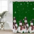 thumbnail image 2 of Extra Long Shower Curtain 72x84 Inch, Green Snowman Christmas Shower Curtain Waterproof Bathroom Decor Birds Xmas Snowflake Fabric Bath Curtain Set Accessories with Hooks, 2 of 6