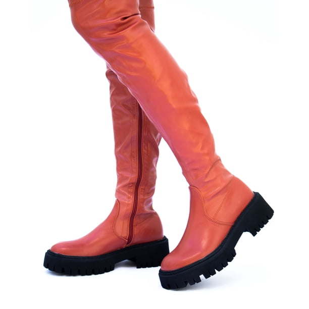 Bota Larga De Piso Casual Para Mujer Hanna MX Leone Rust