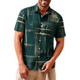 thumbnail image 2 of Kalauyu Button Down Shirts for Men Plaid Print Short Sleeve Shirts Casual Button-Up Blouse Summer Beach Outdoor Daily Wear Tops, 2 of 5