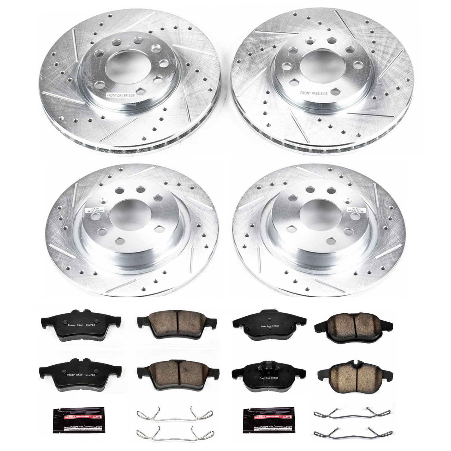 Power Stop Front and Rear Ceramic Brake Pad and Drilled & Slotted Rotor Kit K979
