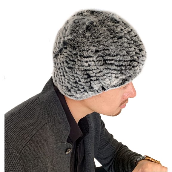 Men Warm Hat Artificial Feeding Rabbit Fur Skullies Beanies Knitted Cap High Elasticity Fall Winter Skiing Casual