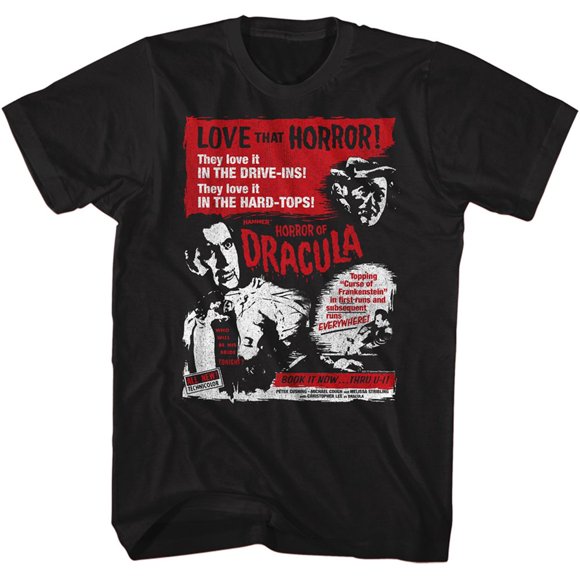 Hammer Horror Dracula Love That Horror Black Adult T-Shirt