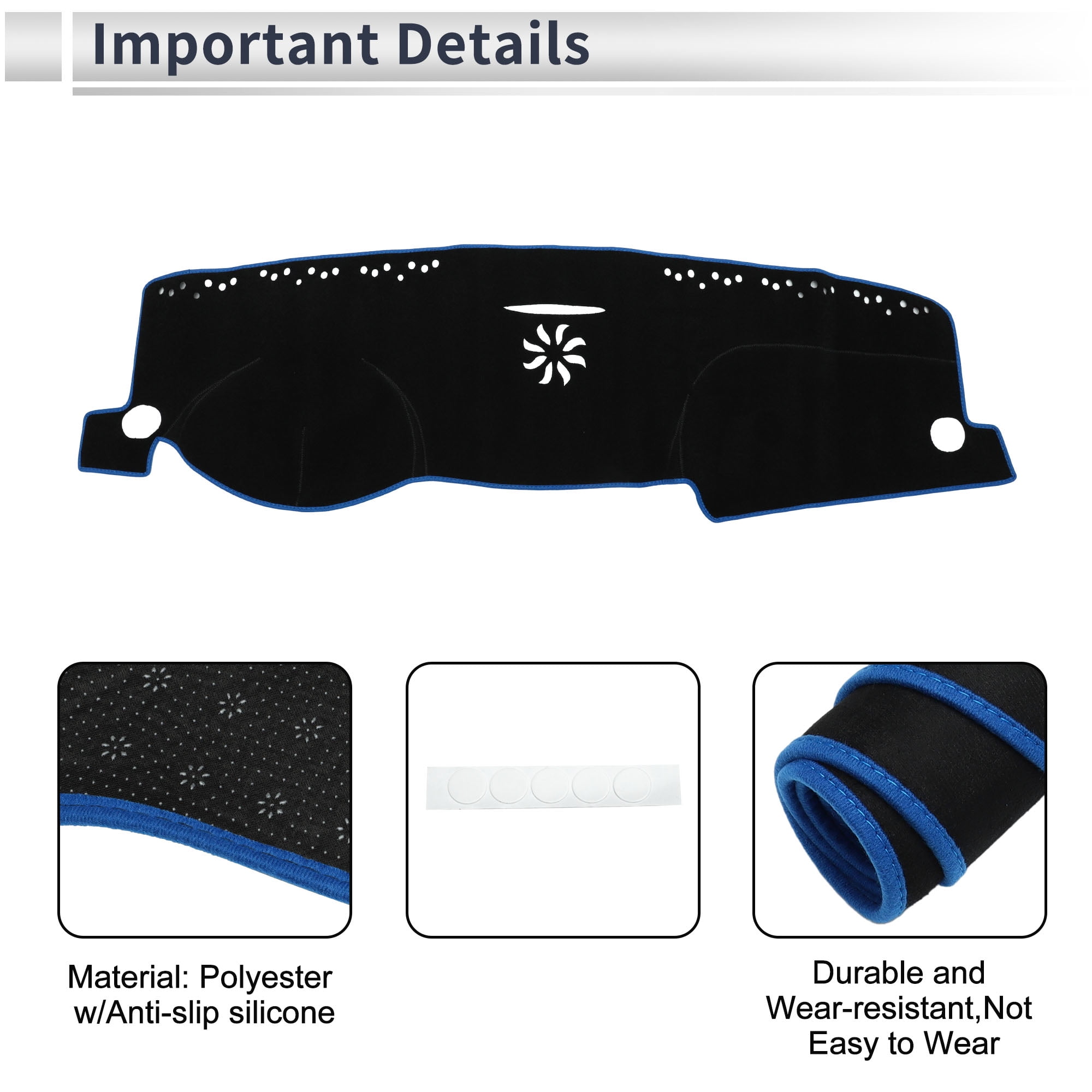 Unique Bargains Interior Dashboard Cover for Mercedes Benz M-Class GLE-Class W166 2012-2019 Non-Slip Dash Cover Mat Polyester Silicone