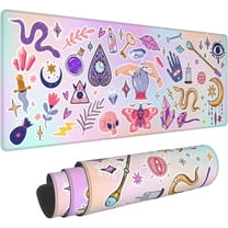 Kawaii Pastel Gothic Style Witchcraft Gaming Mouse Pad, Long Extended XL Mousepad Desk Pad, Large Nonslip Rubber Mice Pads Stitched Edges, 31.5'''' X 11.8''''