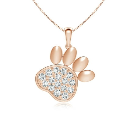 ANGARA Lab Grown Pave-Set Diamond Paw Print Pendant for Women in 14K Rose Gold (Size-2.6mm| Color-F-G| Clarity-VS) | April Birthstone Anniversary Jewelry Gift for Women | Lab-Grown Diamond Necklace