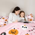 thumbnail image 5 of Manfei Teens Spooky Halloween Bedding Comforter Set,Pink Orange White Twin Comforter Sets,Kawaii Pumpkin Ghost Bedding Set For Boys Girls,Breathable Home Decor Reversible,2-Piece, 5 of 8