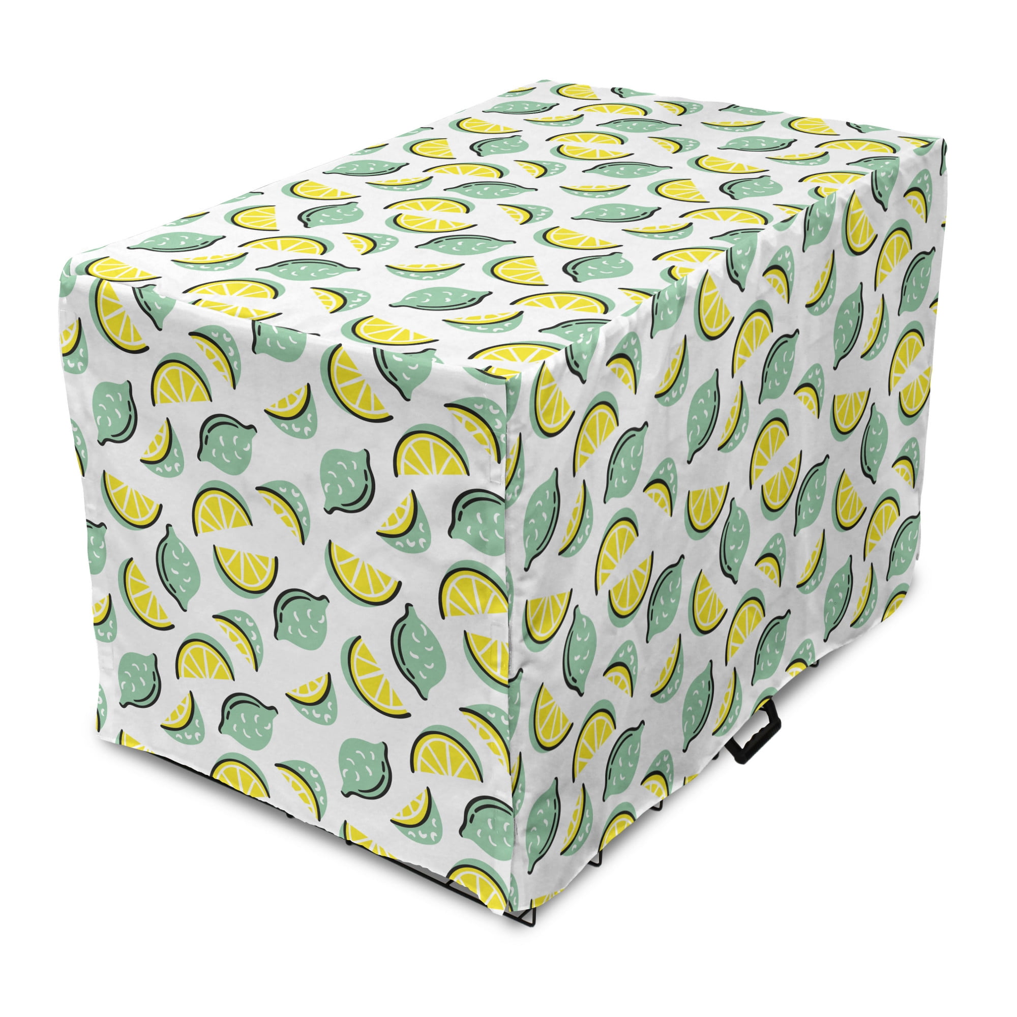 Lemon Dog Crate Cover, Graphical Vibrant Fruit Scattered Natural Sour