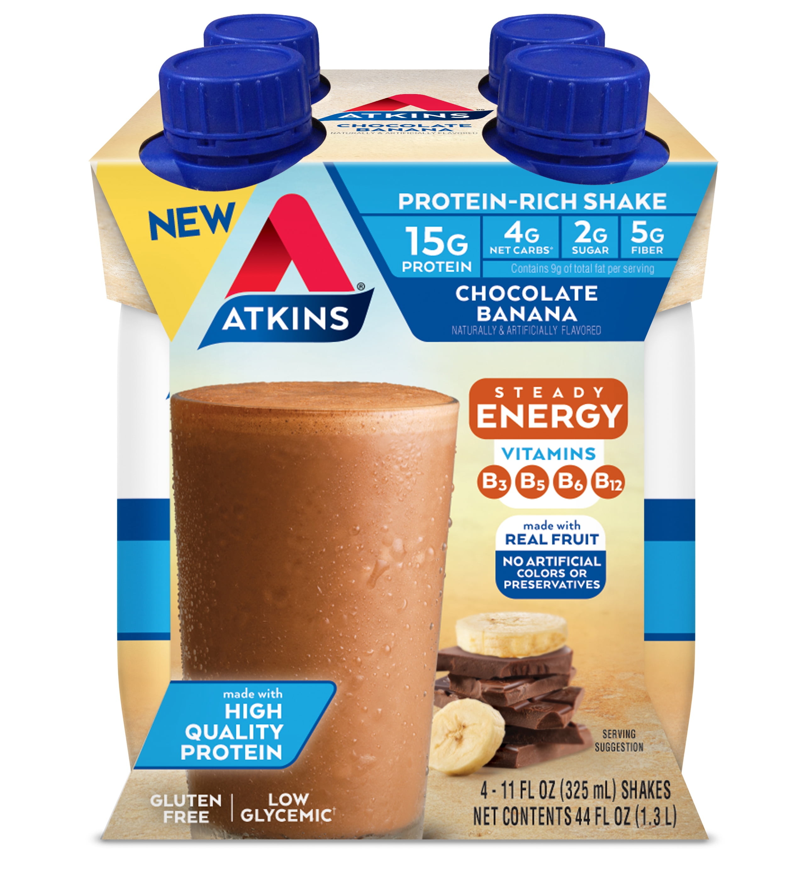 Atkins Gluten Free ProteinRich Shake, Chocolate Banana, Keto Friendly